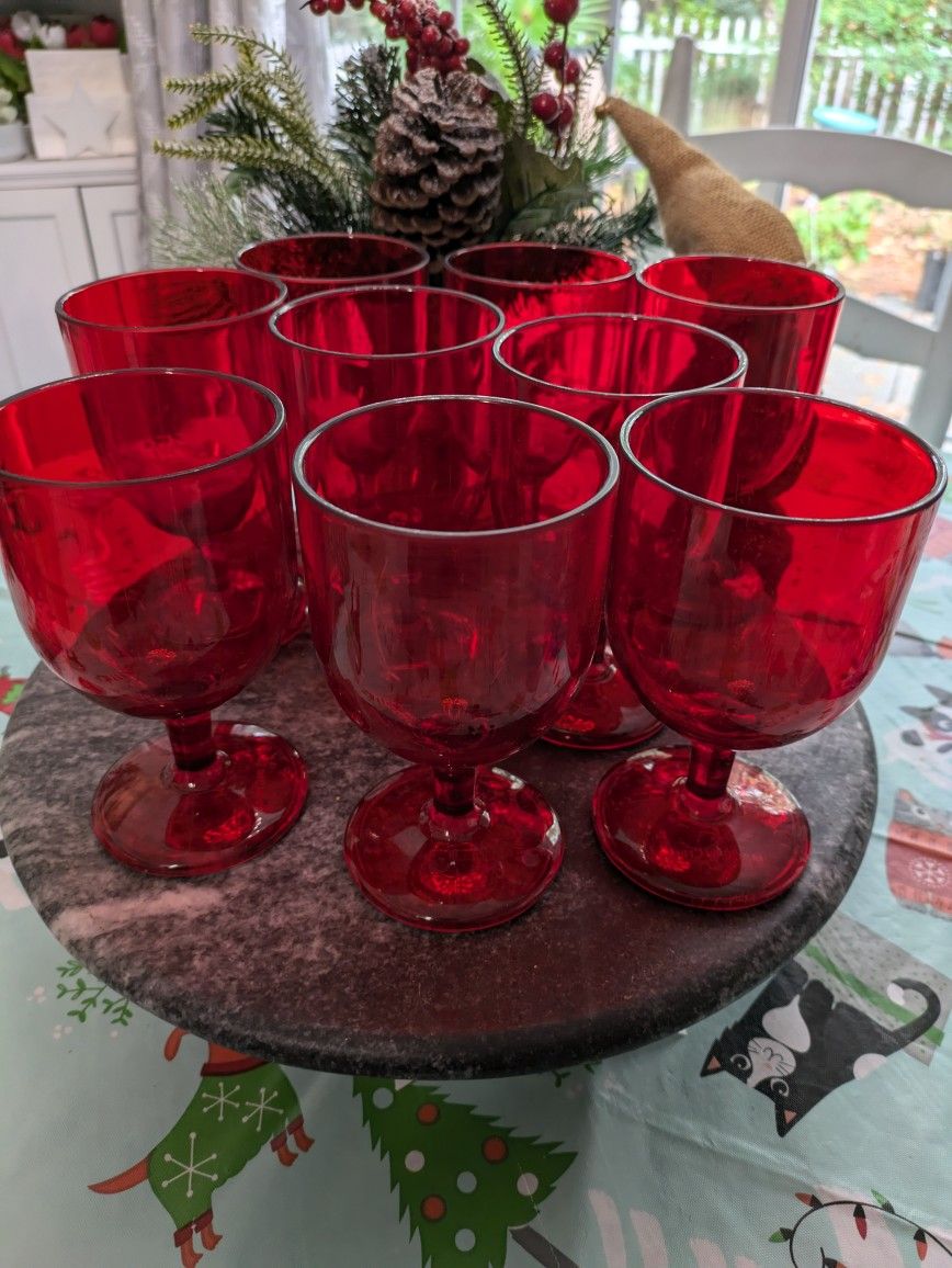 Red Glass Look Goblets 8