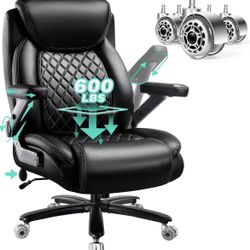 600LBS Large Heavy Duty Office Chair with 5D Flip Arms,Comfy Big and Tall Executive Office Desk Chair with Pocket Spring Cushion,High Back Computer Ch