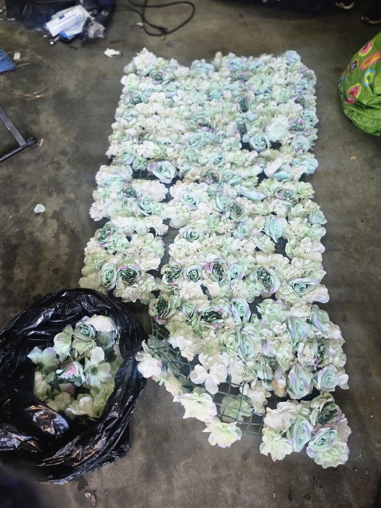 Ivory Blue  Floral Panels  Used Party Decorations