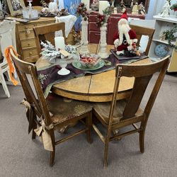 Vintage Oak Table & 4 Chairs