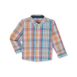 Wonder Nation Toddler Boys 3T Plaid Long Sleeve Button-Up Shirt