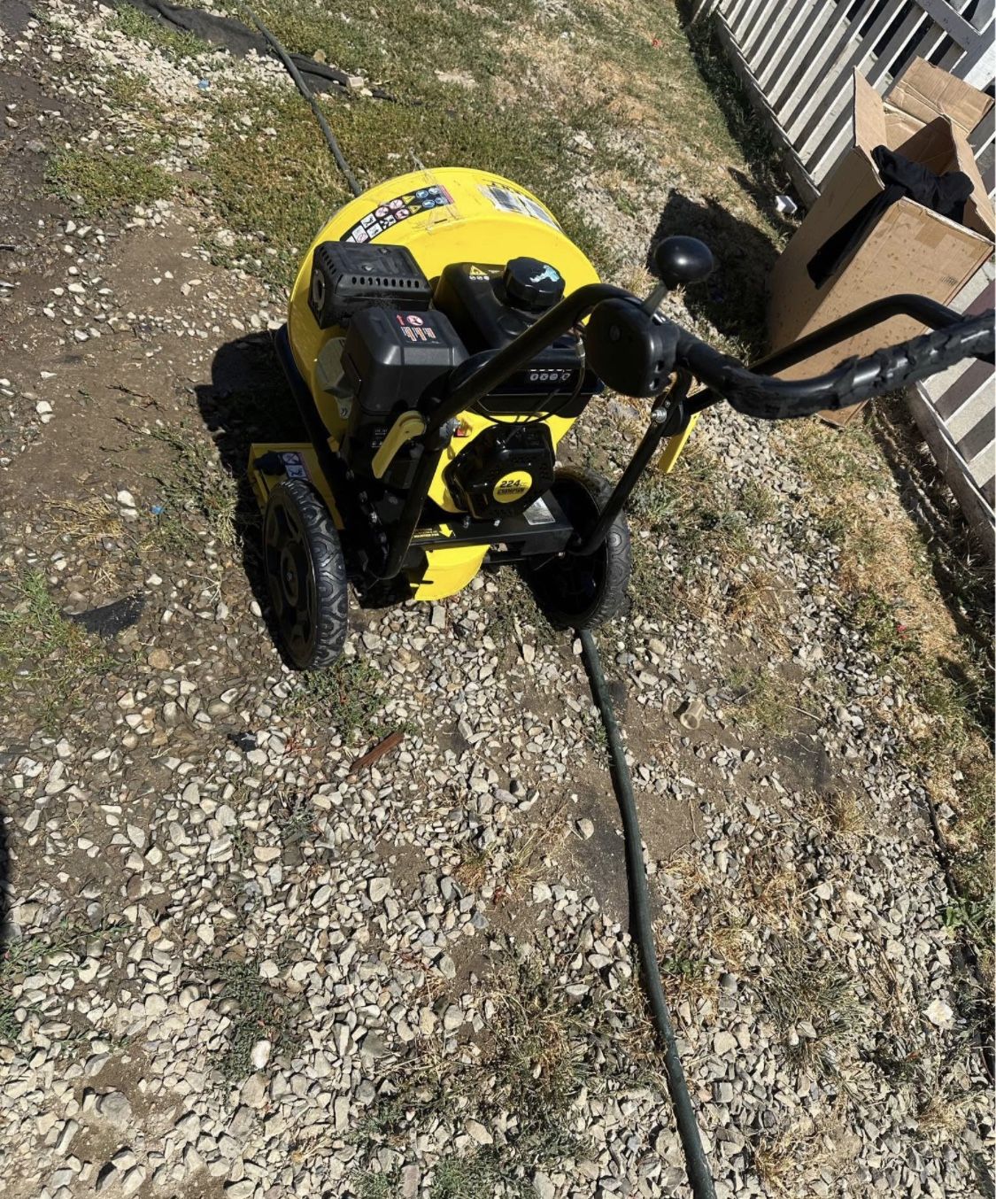 Champion Power Equipment 160 MPH 1300 CFM 224 cc Walk-Behind Gas Leaf Blower with Swivel Front Wheel
