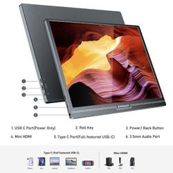 New FOOWIN Portable Monitor, 15.6inch 1080P Portable Gaming Monitor FHD Travel Monitor for Laptop IPS 178° Screen Eye Care Display with HDMI USB Type