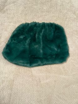 Anthropologie Emerald Green Faux Fur Chain Wristlet