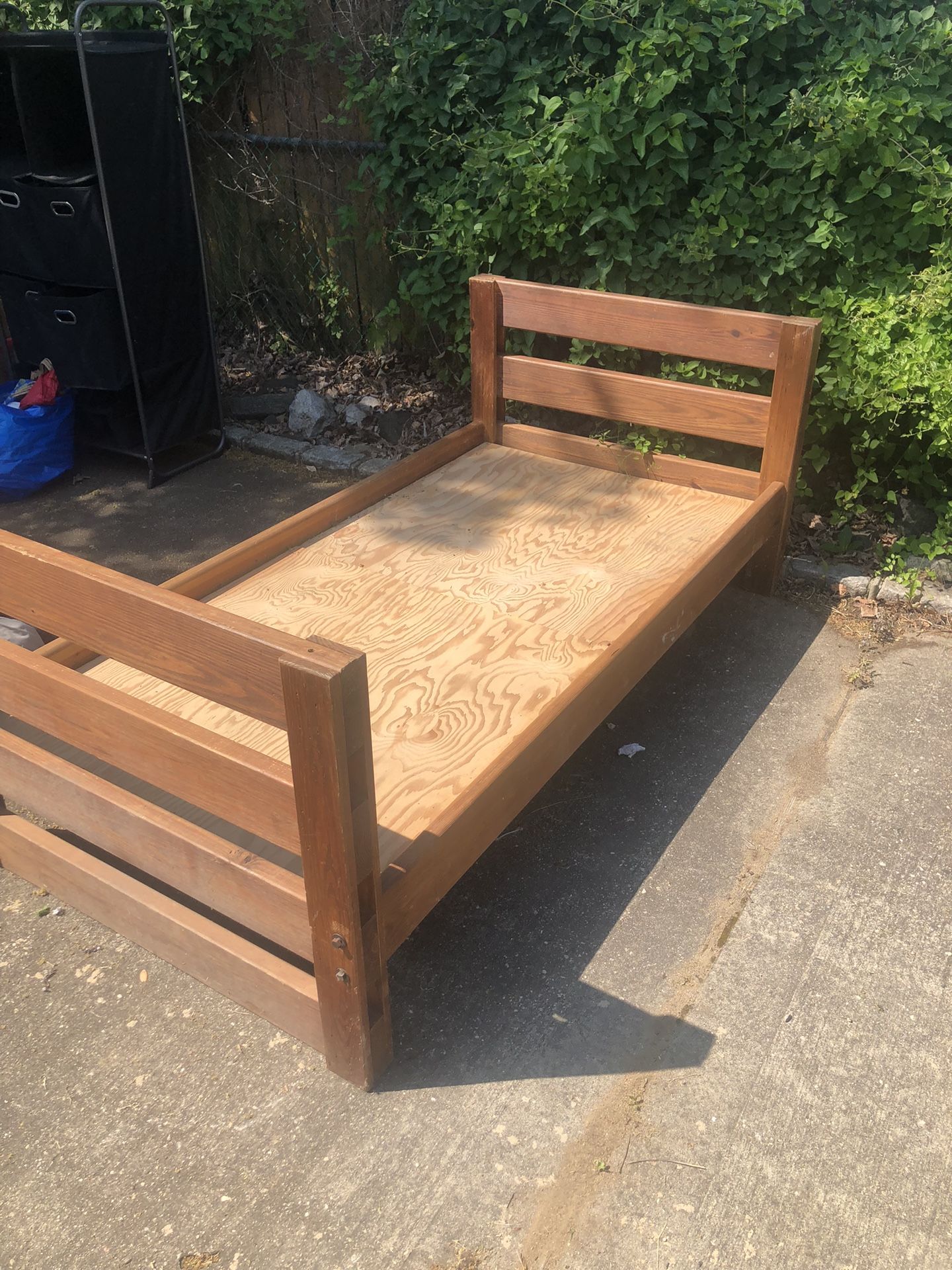 Wooden Twin Bed Frame W/ Mattress