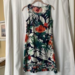 Tommy Bahama Tropical Floral Print %100 Linen Slip Dress Size XS