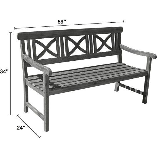 Greywash Outdoor 3 Seater Bench