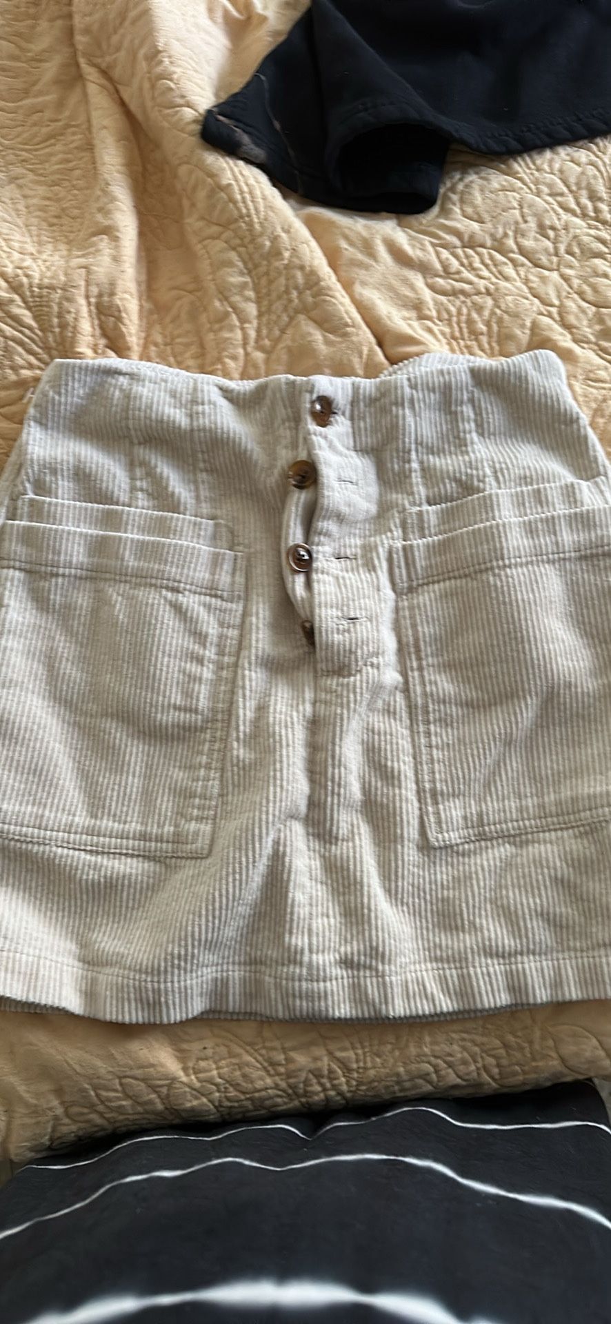 White Corduroy Mini Skirt