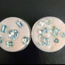 Natural Light Blue Cut Topaz Gemstones 