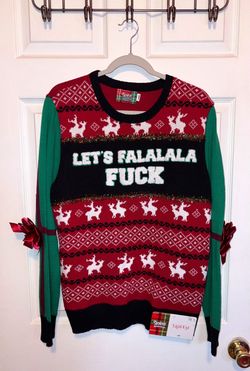 Spencer’s Let’s Falalala F*ck Humorous Rated R Ugly Christmas Sweater Size L