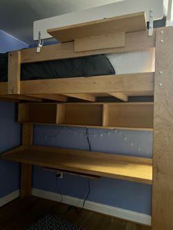 Solid Hardwood Loft Bed w/ Desk & Shelving — Hardwood Artisans (Shirlington)