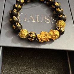 Gauss jewelry Good Luck Black Obsidian Wealth Bracelet with box 