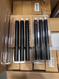 LED Flickering Flameless Solid Taper Halloween Candles 9.5" - Black - Set of 4