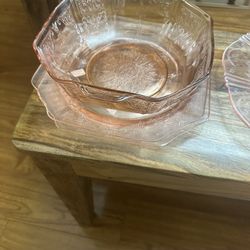Pink Depression Glass. 