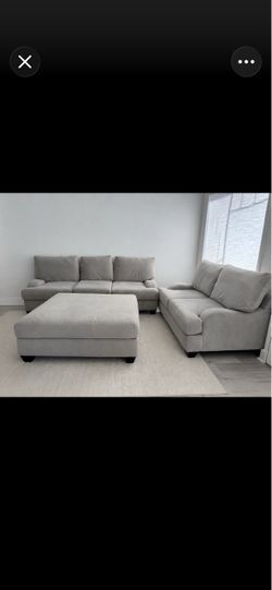 light grey sofa loveseat oversize ottman