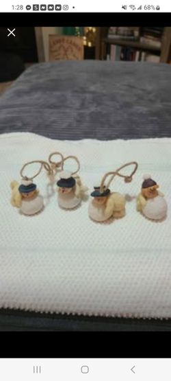 Set of 4: Cute Snowman on Snowball Christmas Ornaments