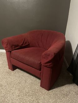 Red Upholstered Barrel Chair
