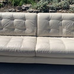 Leather Sofa Off-White 7’