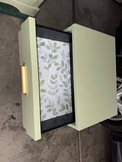 “Refinished Vintage Sage Green Dresser & Nightstand Set – Solid Wood, Brass Hardware”