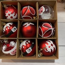 Hand painted Christmas Ornaments Saint Claus 9pcs Set Christmas Decorations