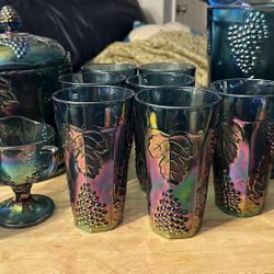 Spectacular Blue/Peacock Indiana Carnival Glass Collection! 