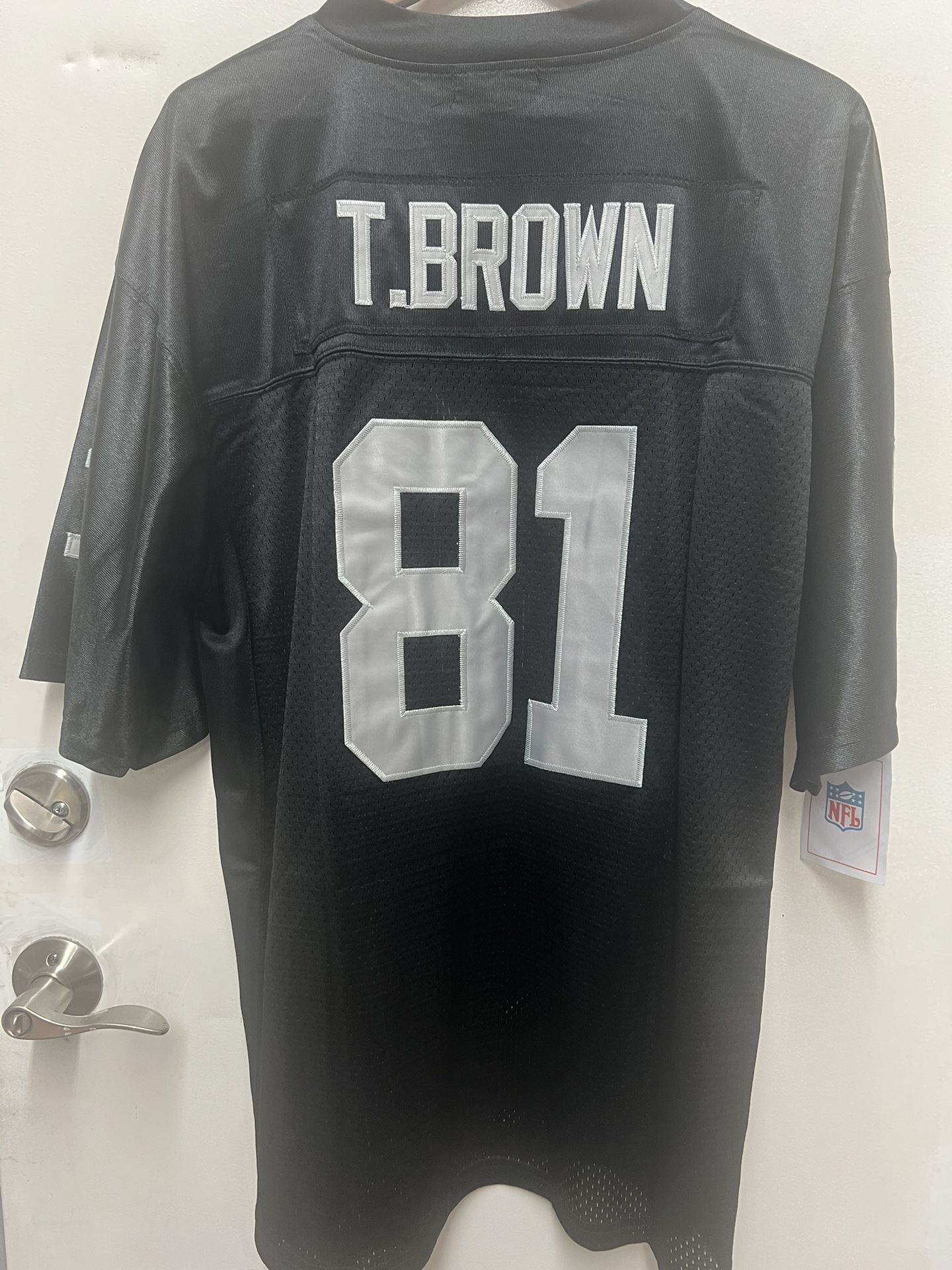 Tim Brown Raiders Black / Silver New Jersey Size XL