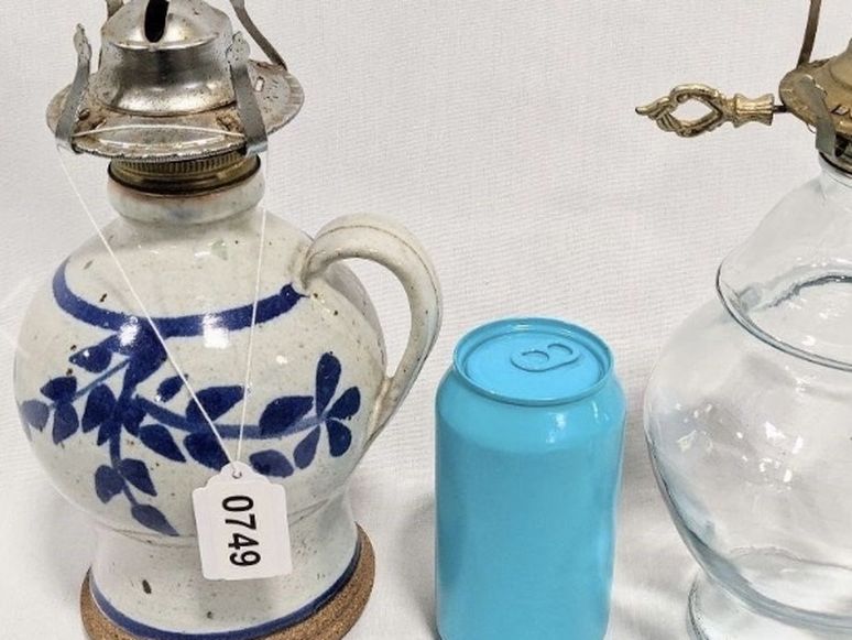 Vintage Ceramic & Glass Oil Lamps