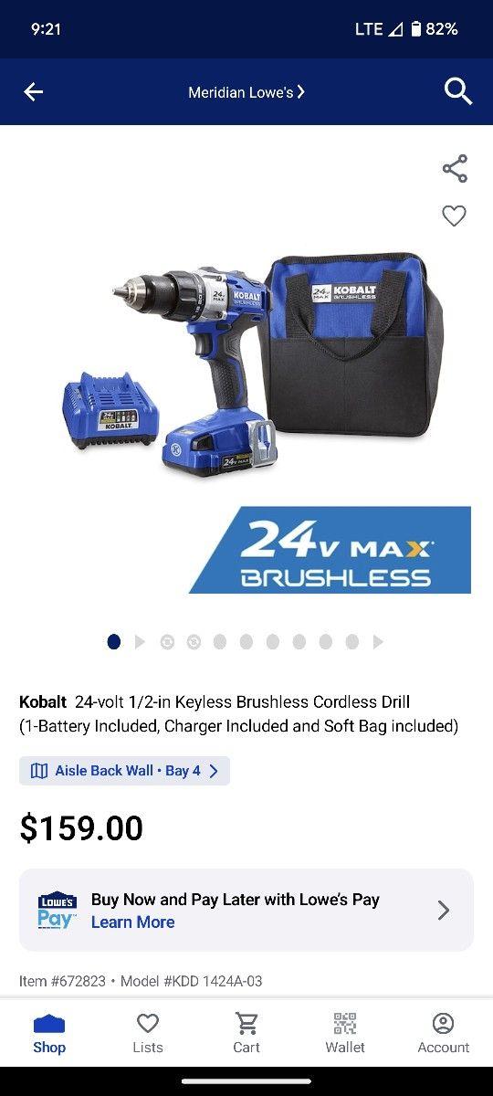 Brand NEW Kobalt Drill + Battery + Charger + Tool Bag