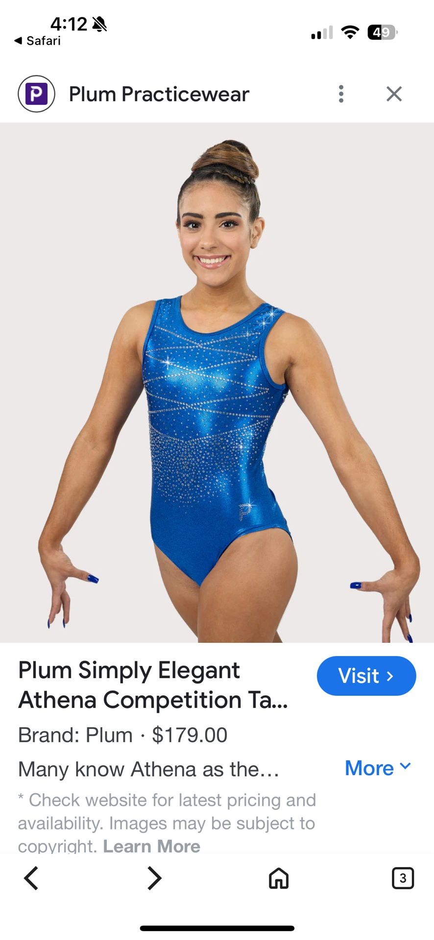 NWOT Leotard Long Sleeve NWOT GIRLS ATHLETIC WEAR GK Vibrant Teal sliver leotard CL made in USA