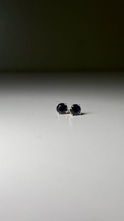Dark Blue Sapphire Stud Earrings