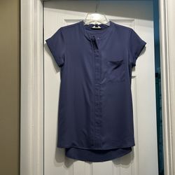 Women’s VERA WANG Polyester, Bluish, Gray Short Sleeve Pullover Top Blouse… Size Small