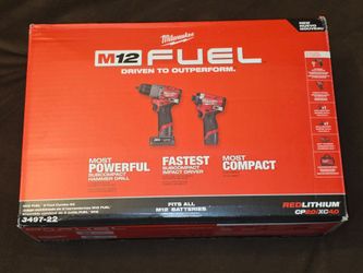 (PRICE FIRM) Milwaukee 3497-22 M12 FUEL Hammer Drill & Impact Driver Combo Kit  NEW