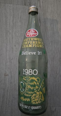 Vintage Baylor Bears 1980  Southwest Conference Champions  Dr. Pepper Bottle 