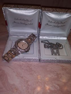 Iced out watch and iced out pendant