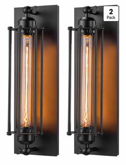 Industrial Wall Sconces with Edison Bulbs – 2 Pack