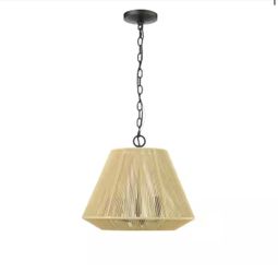 Sterling 6-Light 24.3 in. Matte Black Pendant-Light Cotton Twine