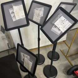 Set Of  5 Pieces Sign Stands. Metal Stand With Frame 8.5”x11” All New 