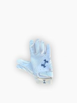 Under Armour Football Gloves White Blue Full Finger Pair Size M