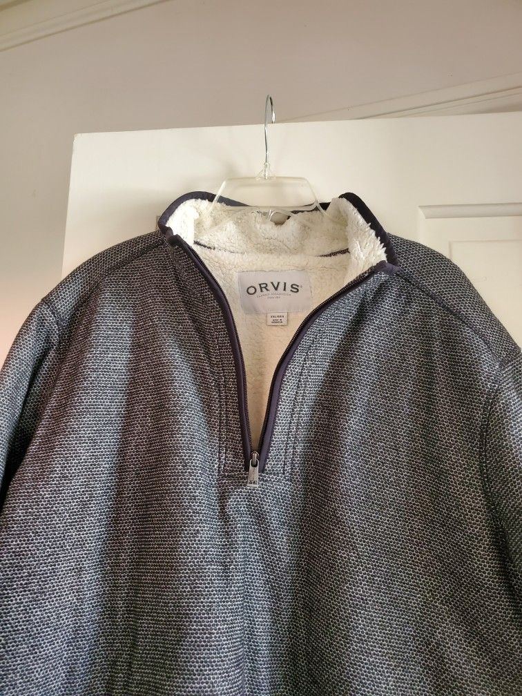 MENS NEW PULLOVER ORVIS BRAND SHERPA LINED