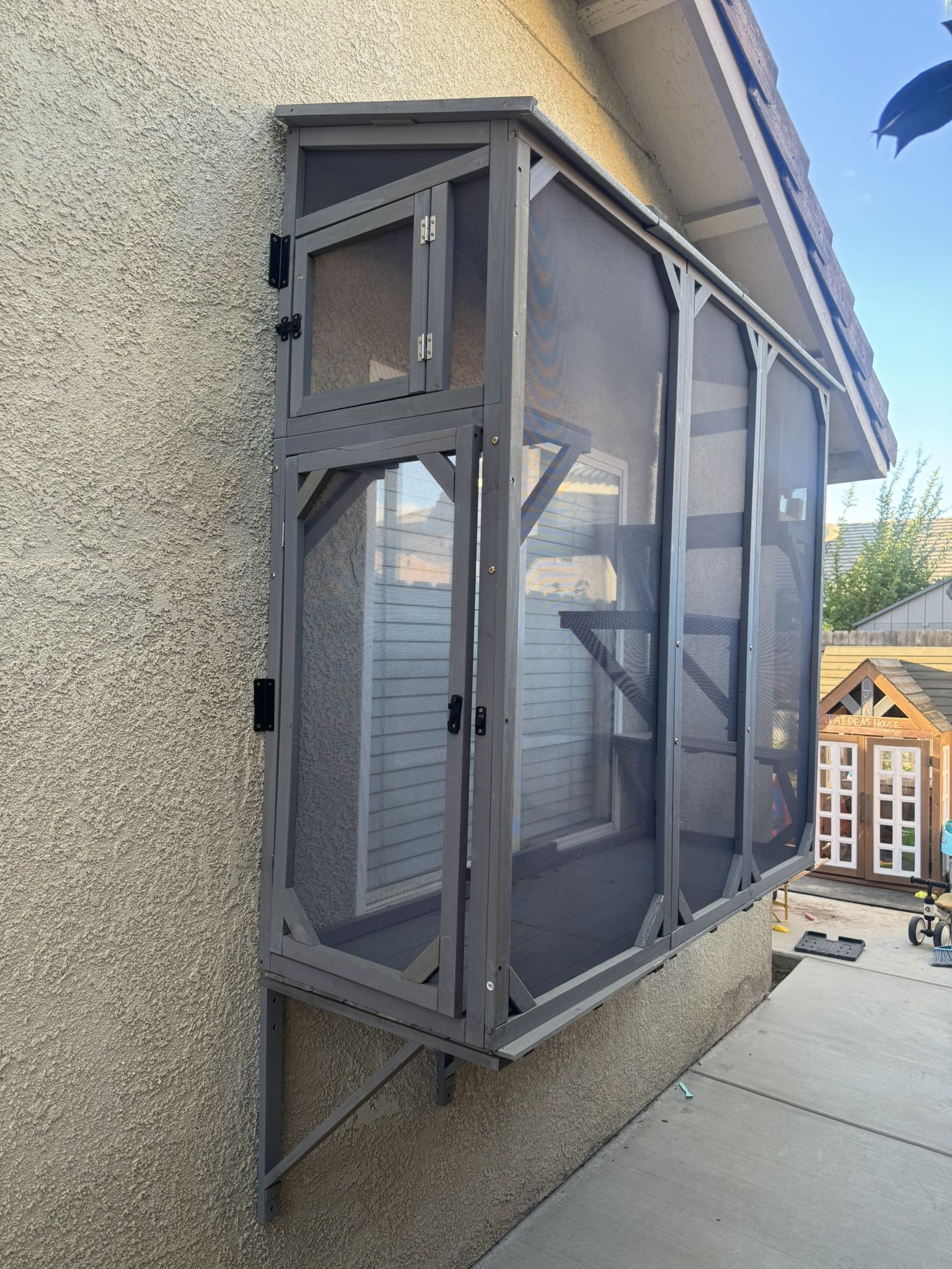 NEW Cat Window Box,Wooden Window Catio for Indoor Cats,Expandable Outdoor Enclosure with 4 Platforms & 3 Doors