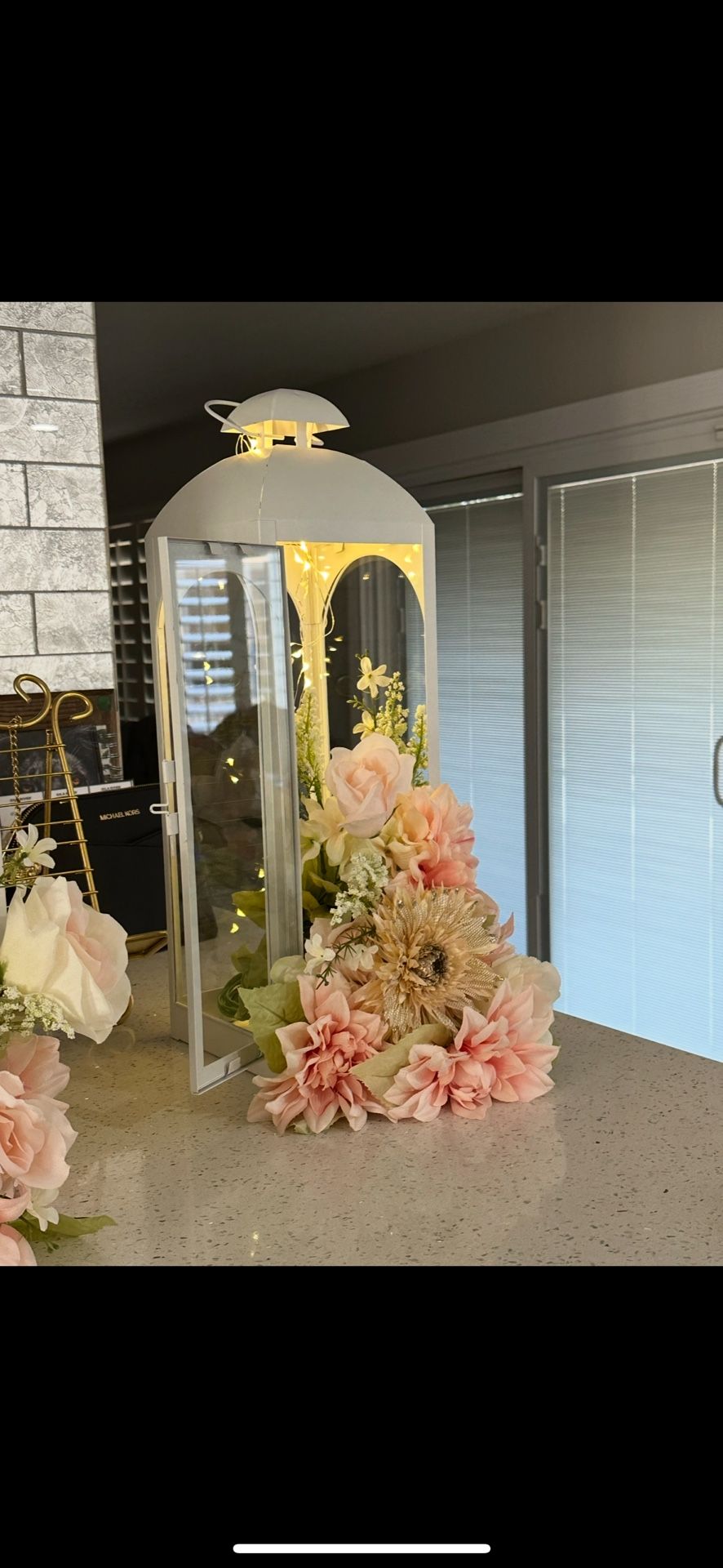 Lantern With Flowers Home Decor