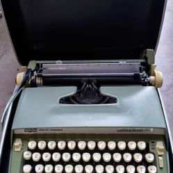 1960's Avocado Green Smith Corona Super Sterling Typewriter 