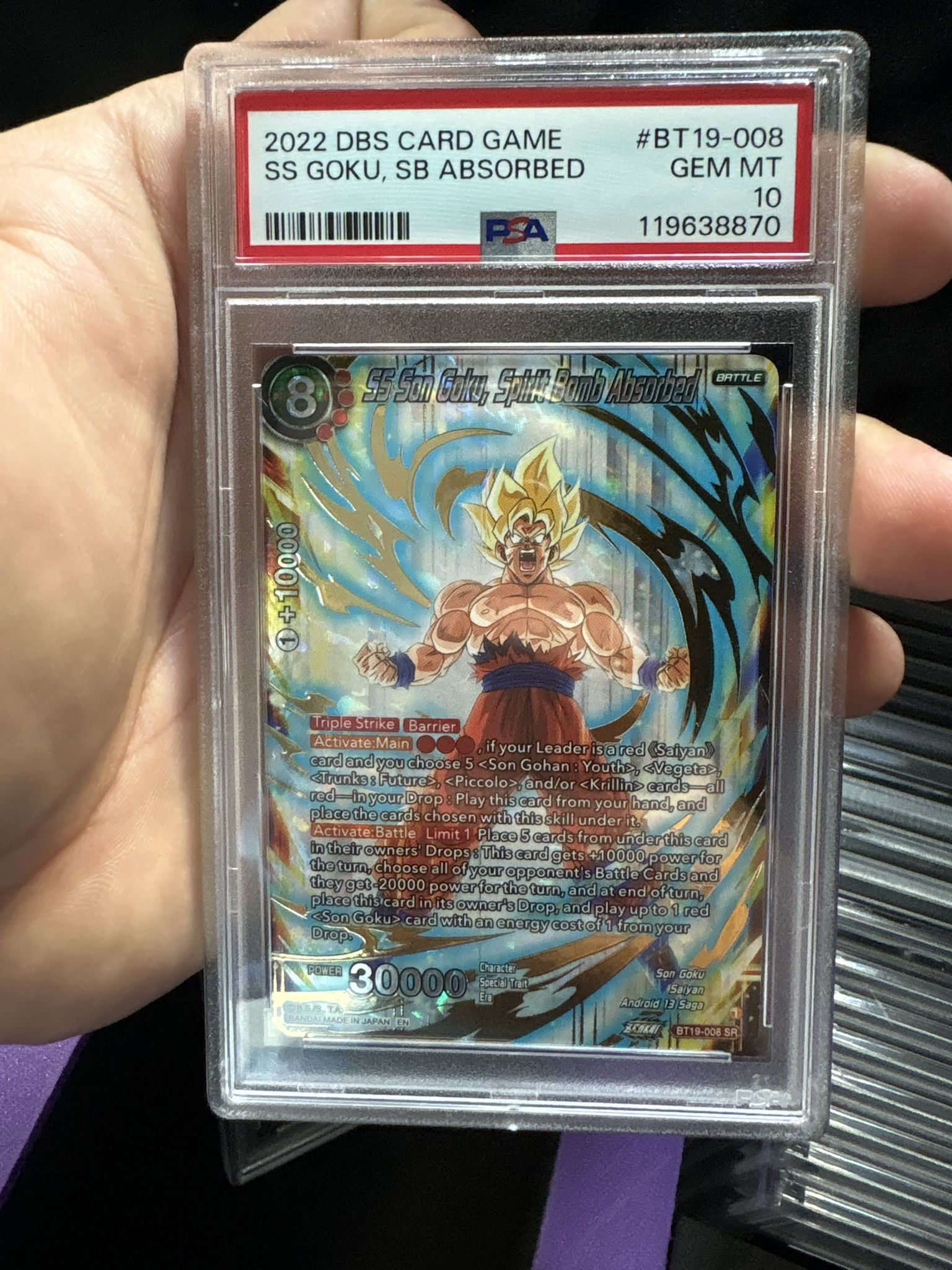 2022 DBS CARD GAME SS GOKU, SB ABSORBED PSA 10