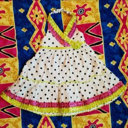 WonderKids Cute Colorful Polka Dot Ruffle Halter Dress 18 Month
