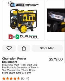 Champion Power Equipment 5300/4250-Watt Recoil Start Dual Fuel Portable Generator w/ Free 3-Year Warranty for RV and Home