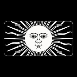 License Plate Novelty Car Front Sun Rays Face Stylized Solar Eyes