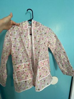 Girls Pink Daisy Print Rain Jacket