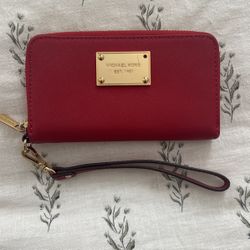 Red Michael Kors Wristlet Like New