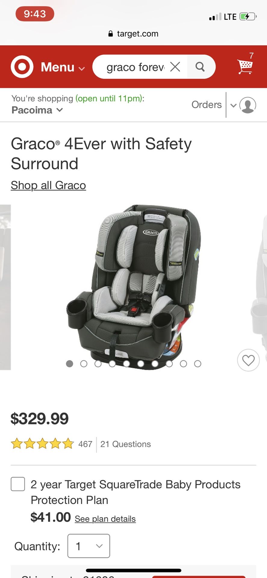 Graco 4Ever with safety surround car seat