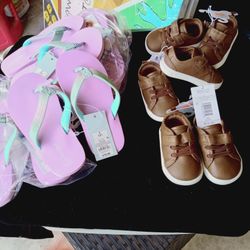 Brand New. Cat & Jack Glitter Flip Flops Sm 13/1 & Carter's Sneakers 3 Months. $3 Each Or 2 For $5
